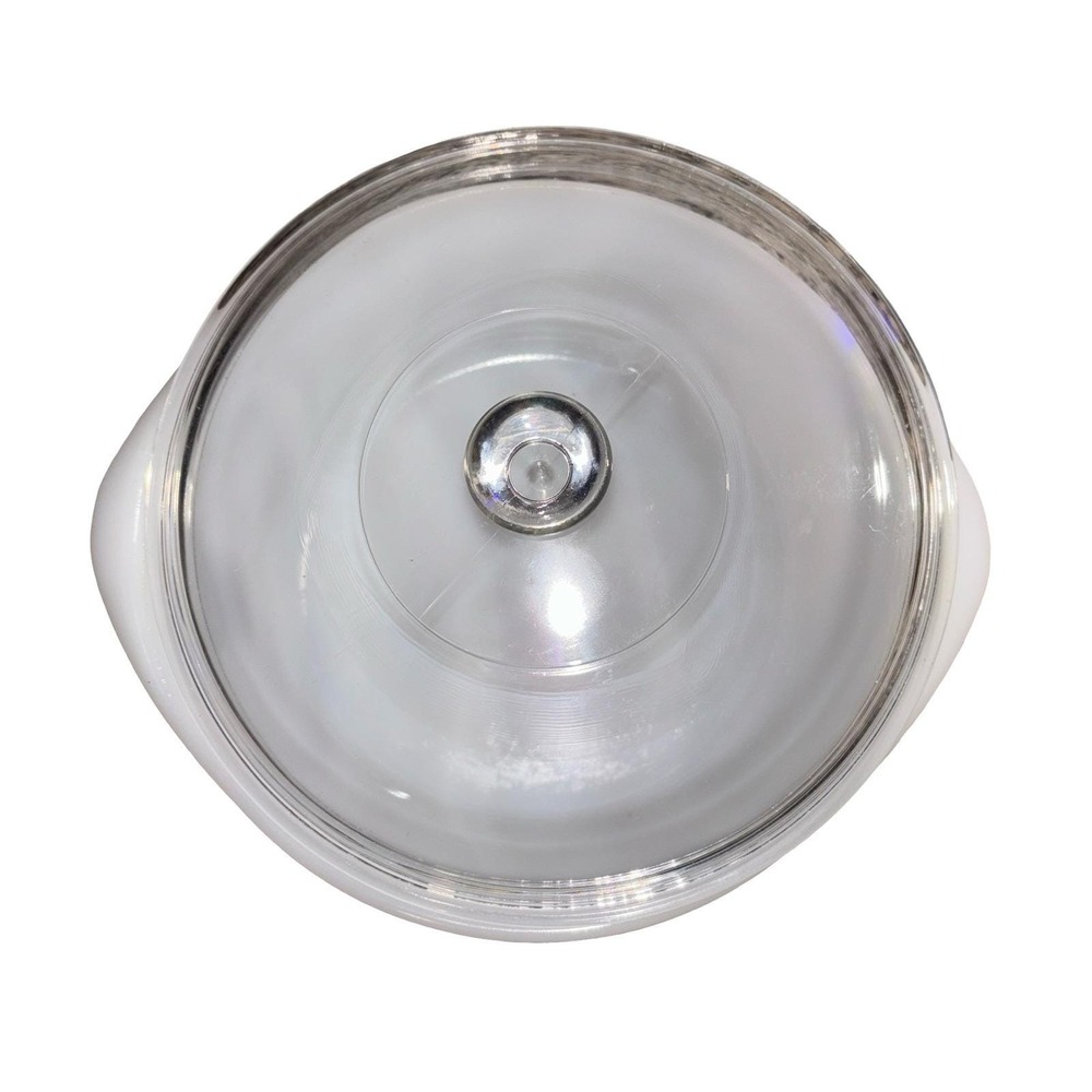 Vintage Glasbake Milk Glass Casserole Dish with Clear Glass Lid Round White - Picture 3 of 6